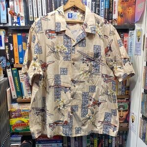 XXL ODE TO AVIATION AOP Vintage AUTHENTIC Hawaiian Shirt with Airplane Print